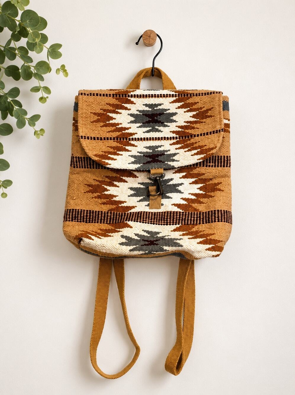 NWOT Panache Apparel Aztec Brown Woven Backpack Western Adjustable Straps Boho